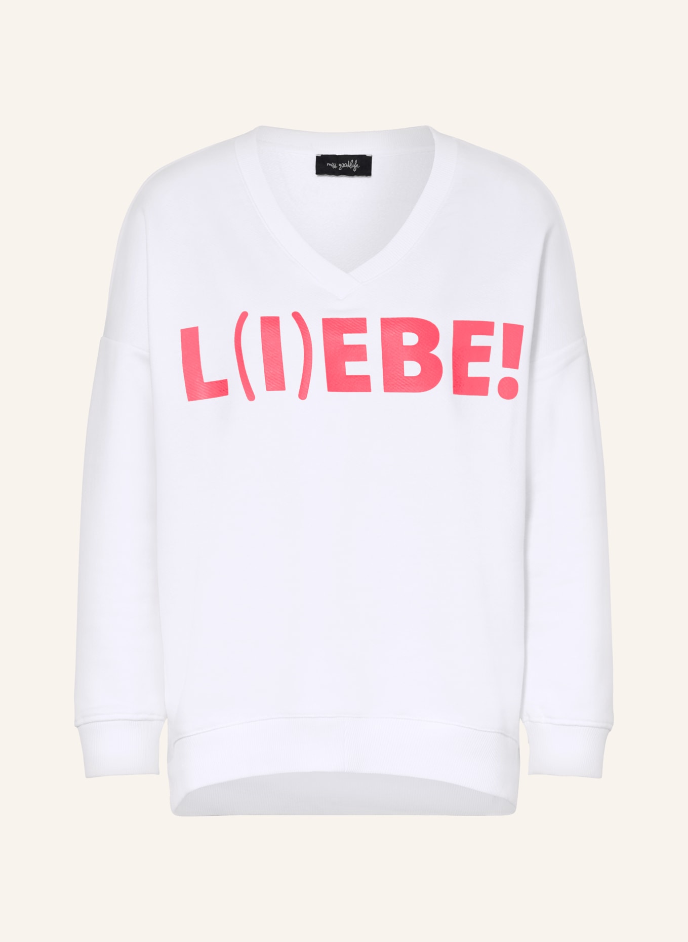 miss goodlife Sweatshirt, Color: WHITE/ NEON PINK (Image 1)