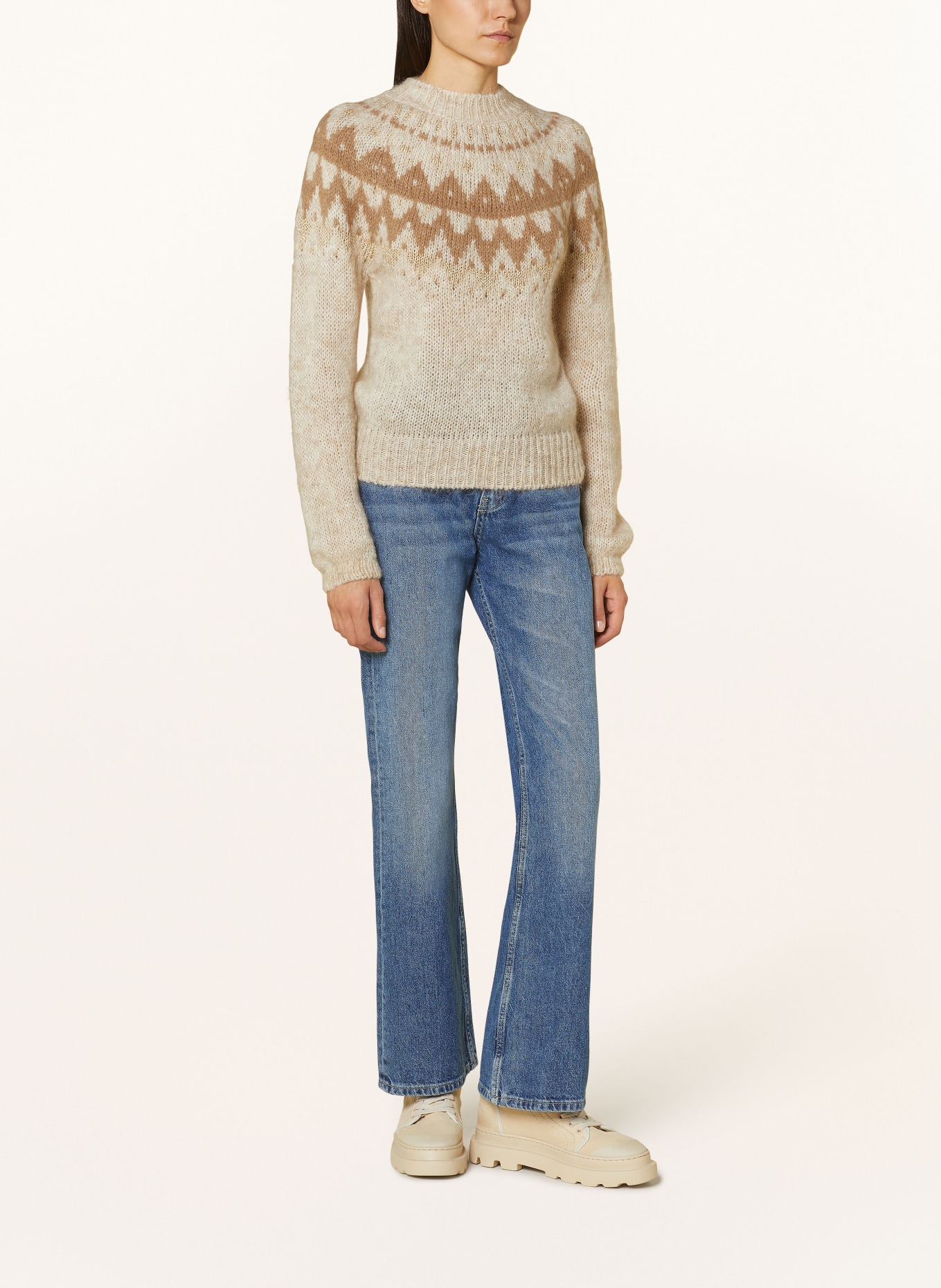 darling harbour Sweater with glitter thread: BEIGE / CREAM