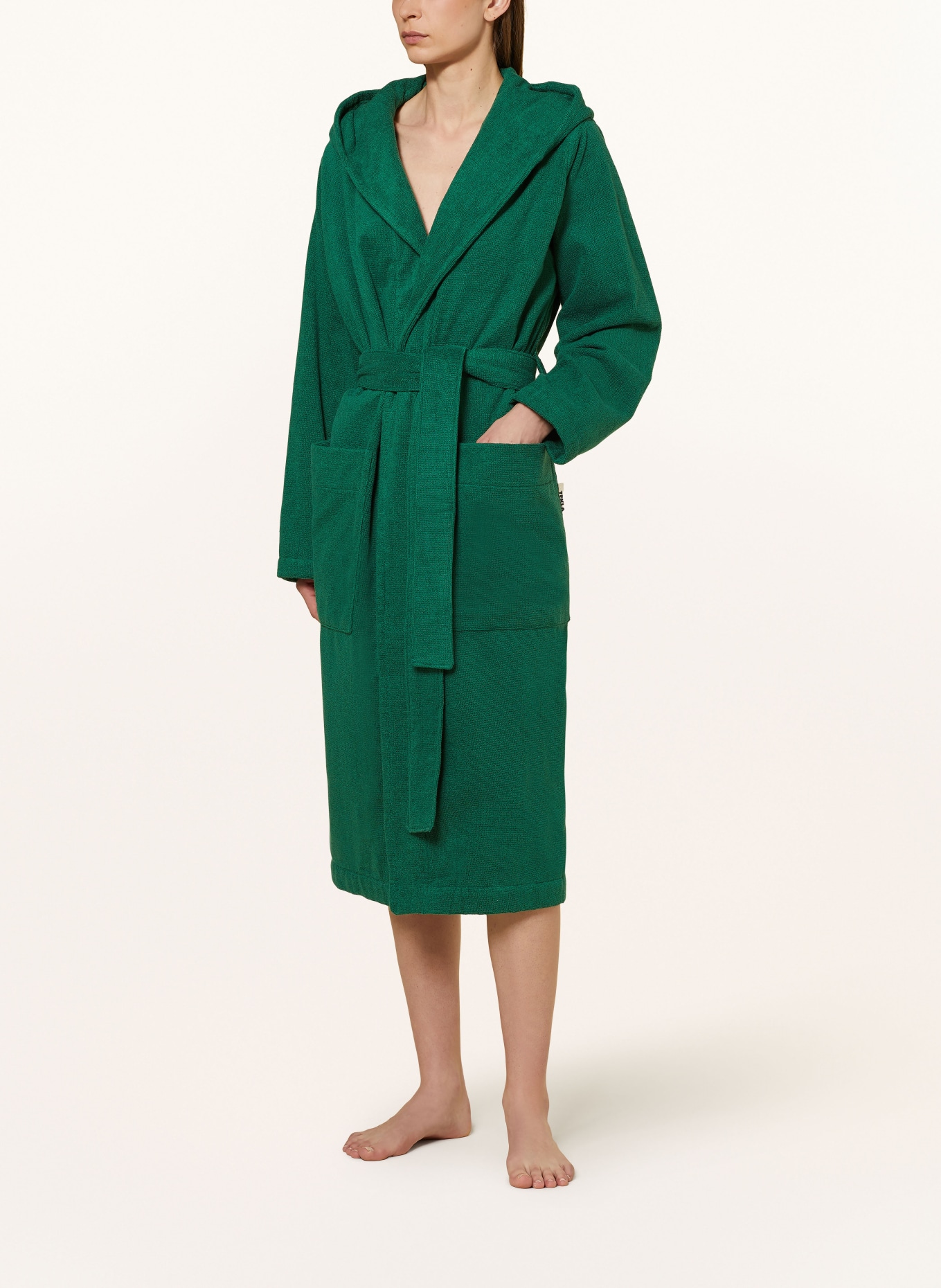 TEKLA Župan unisex TEAL s kapucí: TMAVĚ ZELENÁ