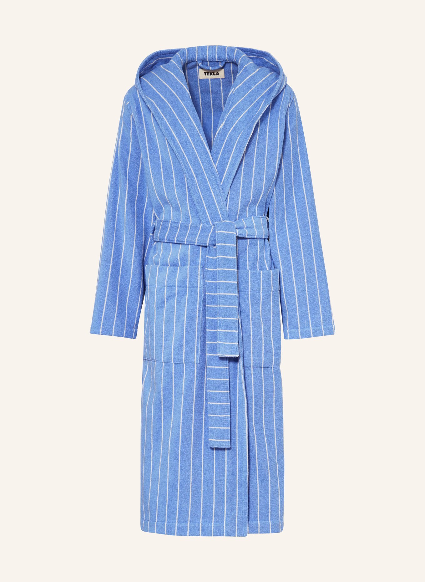 TEKLA Unisex bathrobe MARSEILLE, Color: BLUE/ WHITE (Image 1)