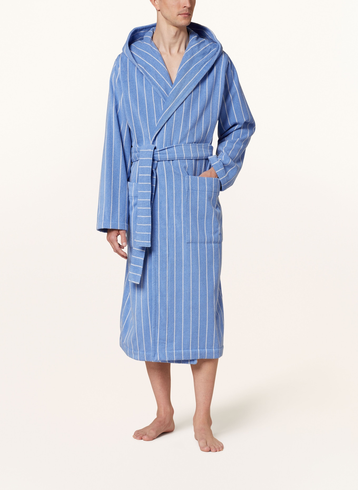TEKLA Unisex bathrobe MARSEILLE, Color: BLUE/ WHITE (Image 2)