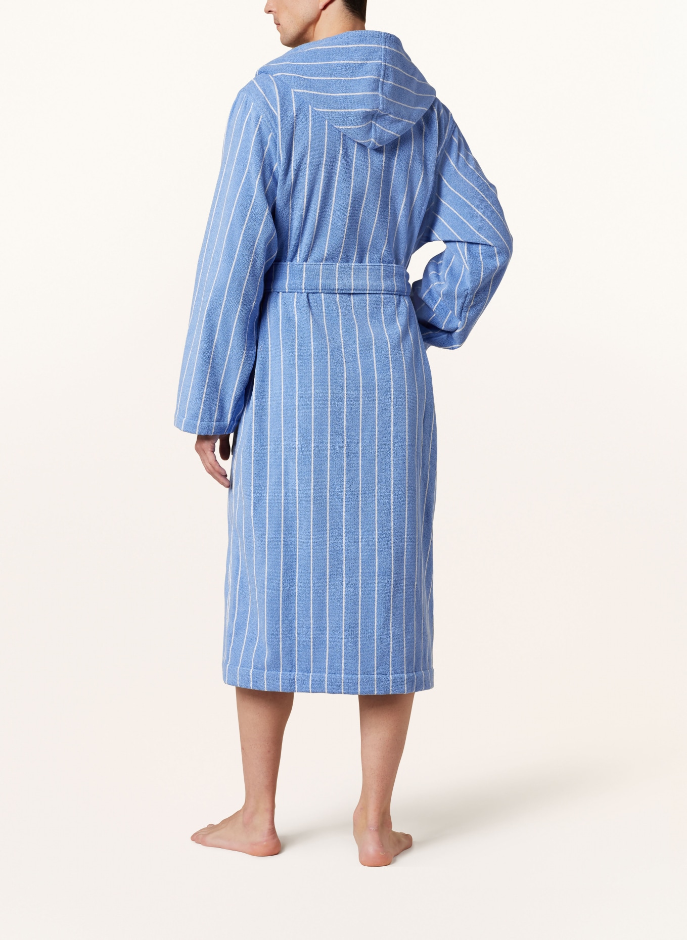 TEKLA Unisex bathrobe MARSEILLE, Color: BLUE/ WHITE (Image 3)