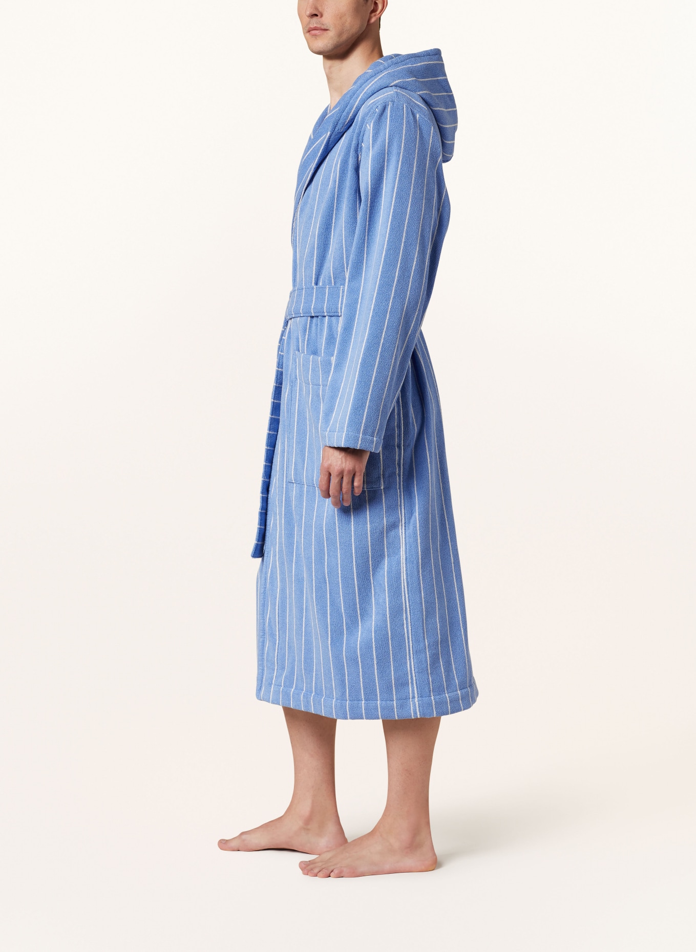TEKLA Unisex bathrobe MARSEILLE, Color: BLUE/ WHITE (Image 4)