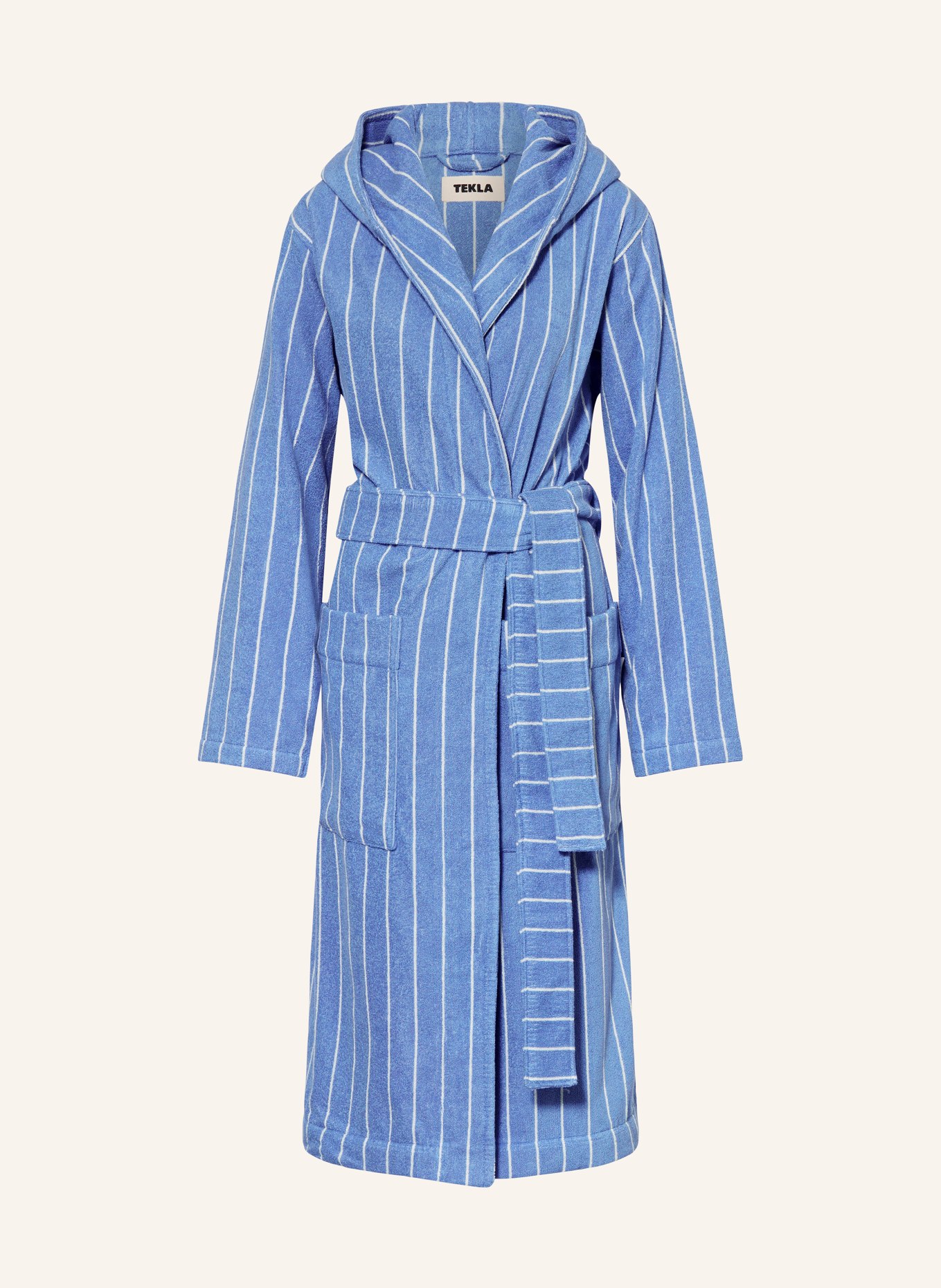 TEKLA Župan unisex s kapucí: MODRÁ / BÍLÁ