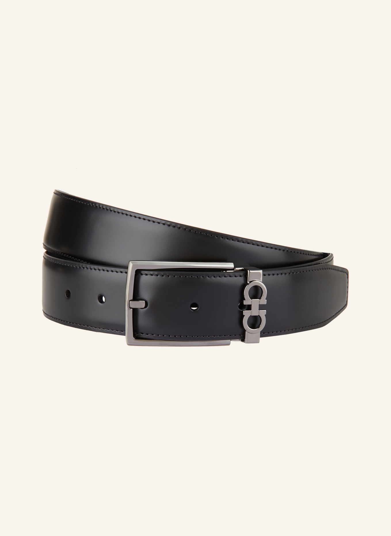 FERRAGAMO Leather belt, Color: BLACK/ DARK BLUE (Image 1)