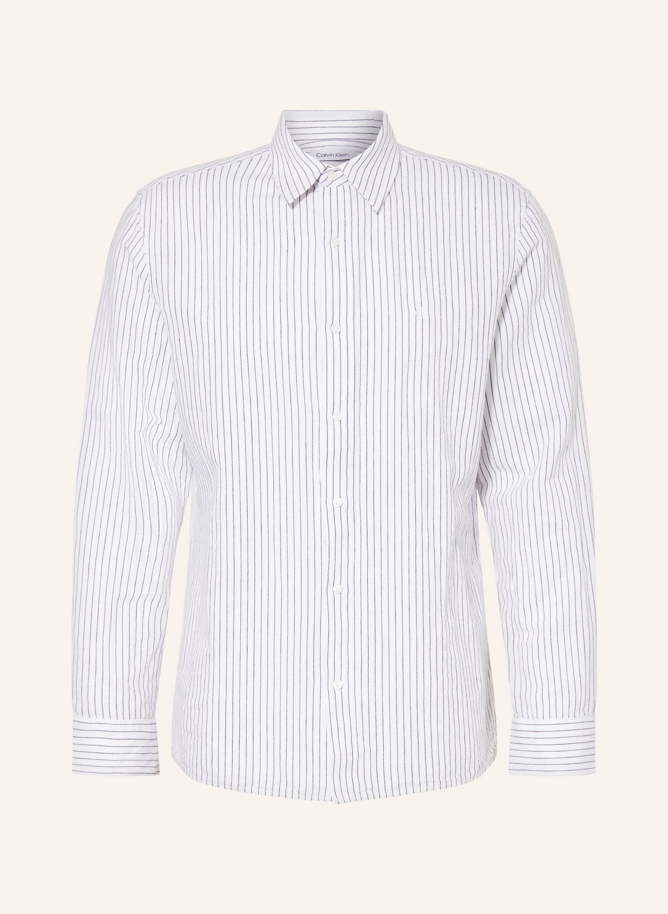 Calvin Klein Hemd Classic Fit mit Leinen, Farbe: WEISS/ SCHWARZ (Bild 1)