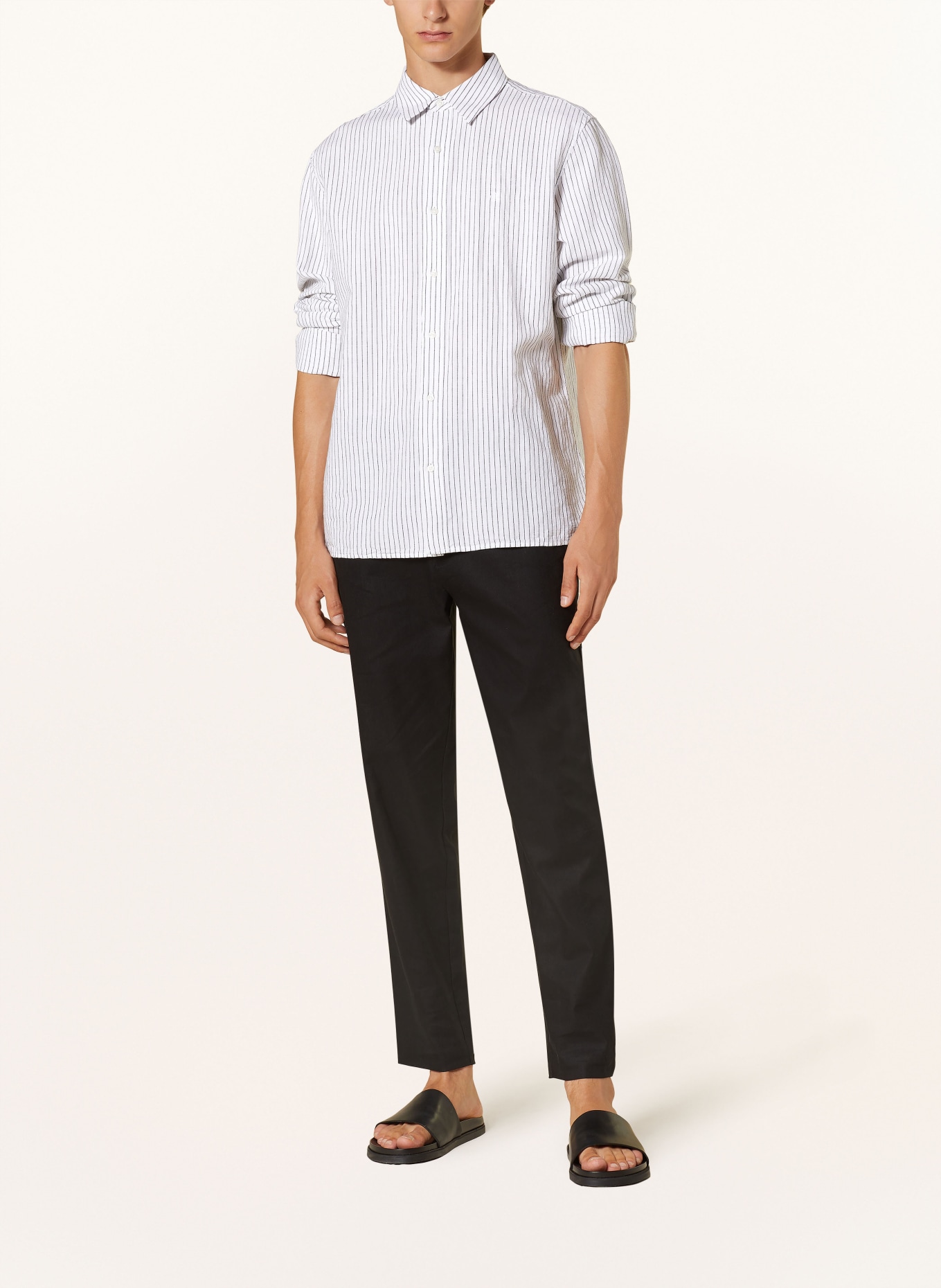 Calvin Klein Shirt classic fit with linen, Color: WHITE/ BLACK (Image 2)