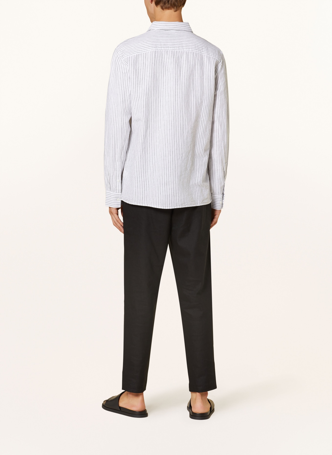 Calvin Klein Shirt classic fit with linen, Color: WHITE/ BLACK (Image 3)