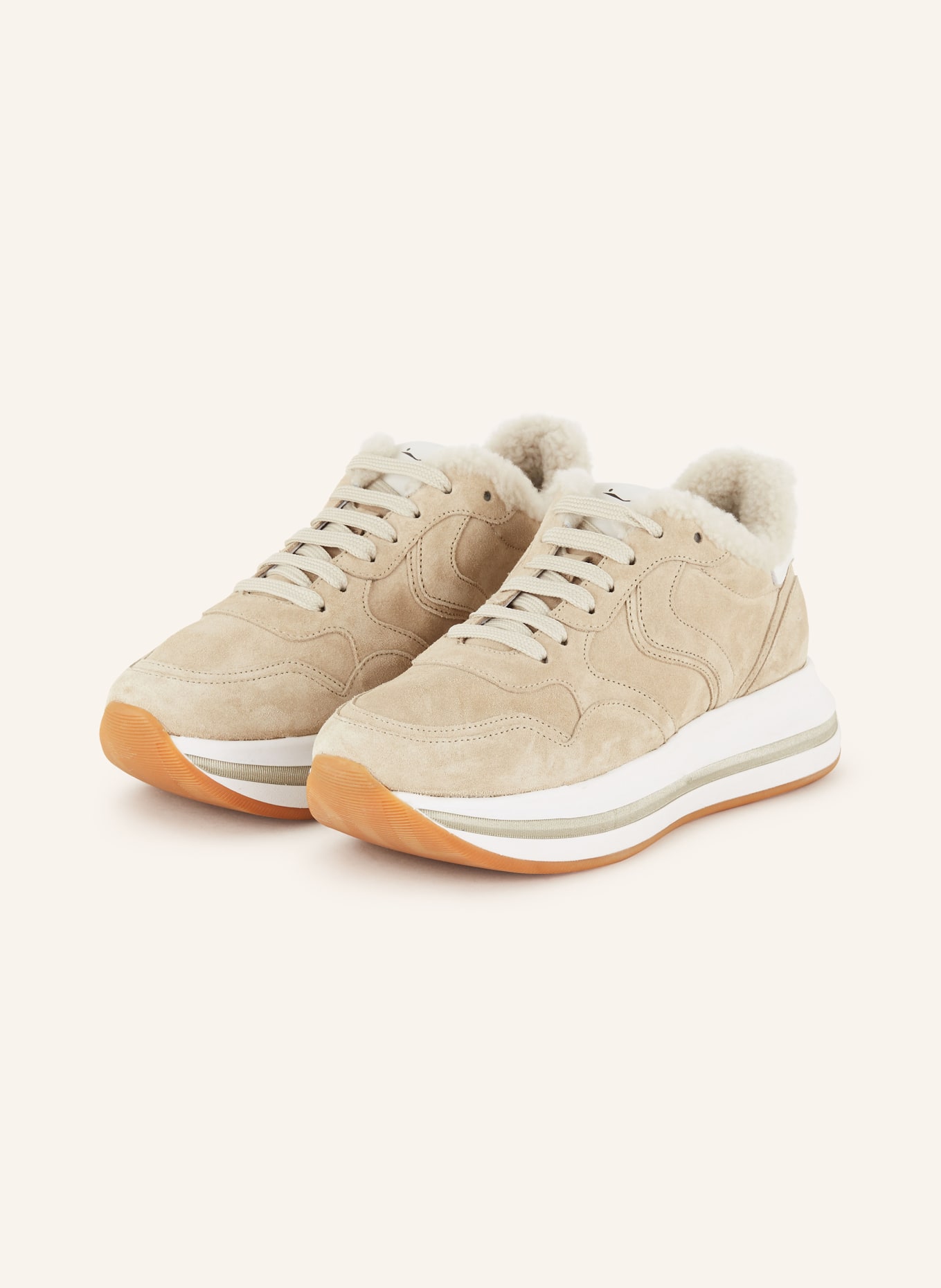 VOILE BLANCHE Sneakers MELANY with teddy, Color: BEIGE (Image 1)