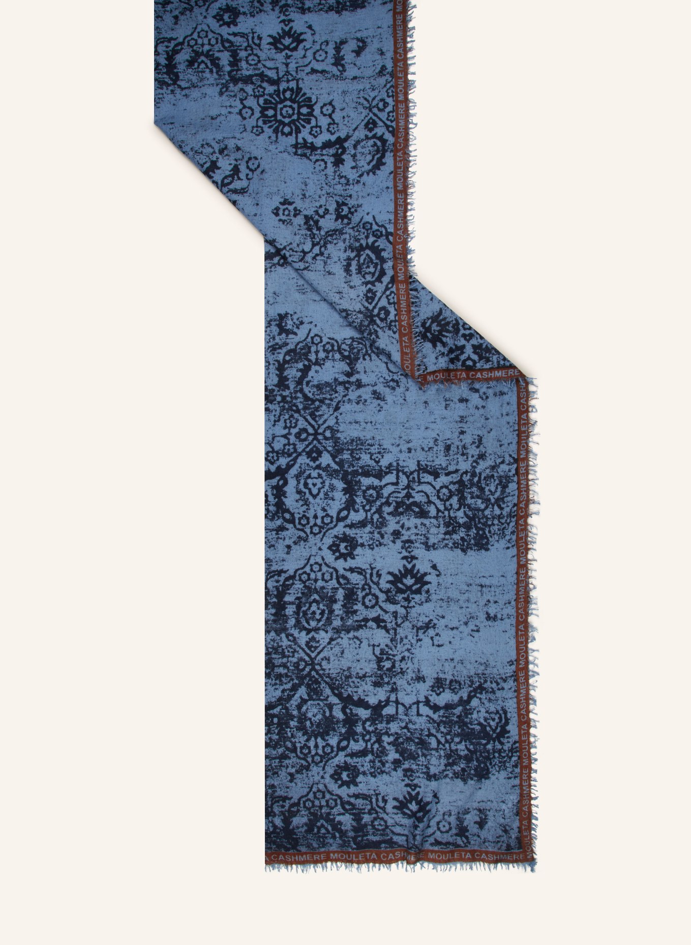 Mouleta Cashmere scarf, Color: BLUE/ DARK BLUE/ BROWN (Image 2)