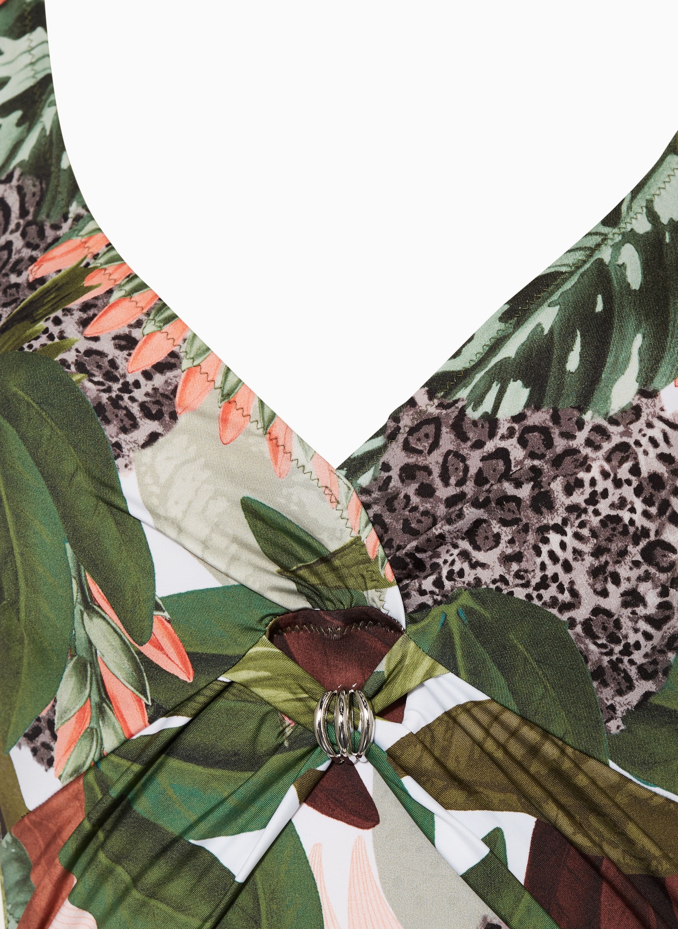 Charmline Shape-Badeanzug FLORAL SAFARI: GRÜN / BRAUN / WEISS