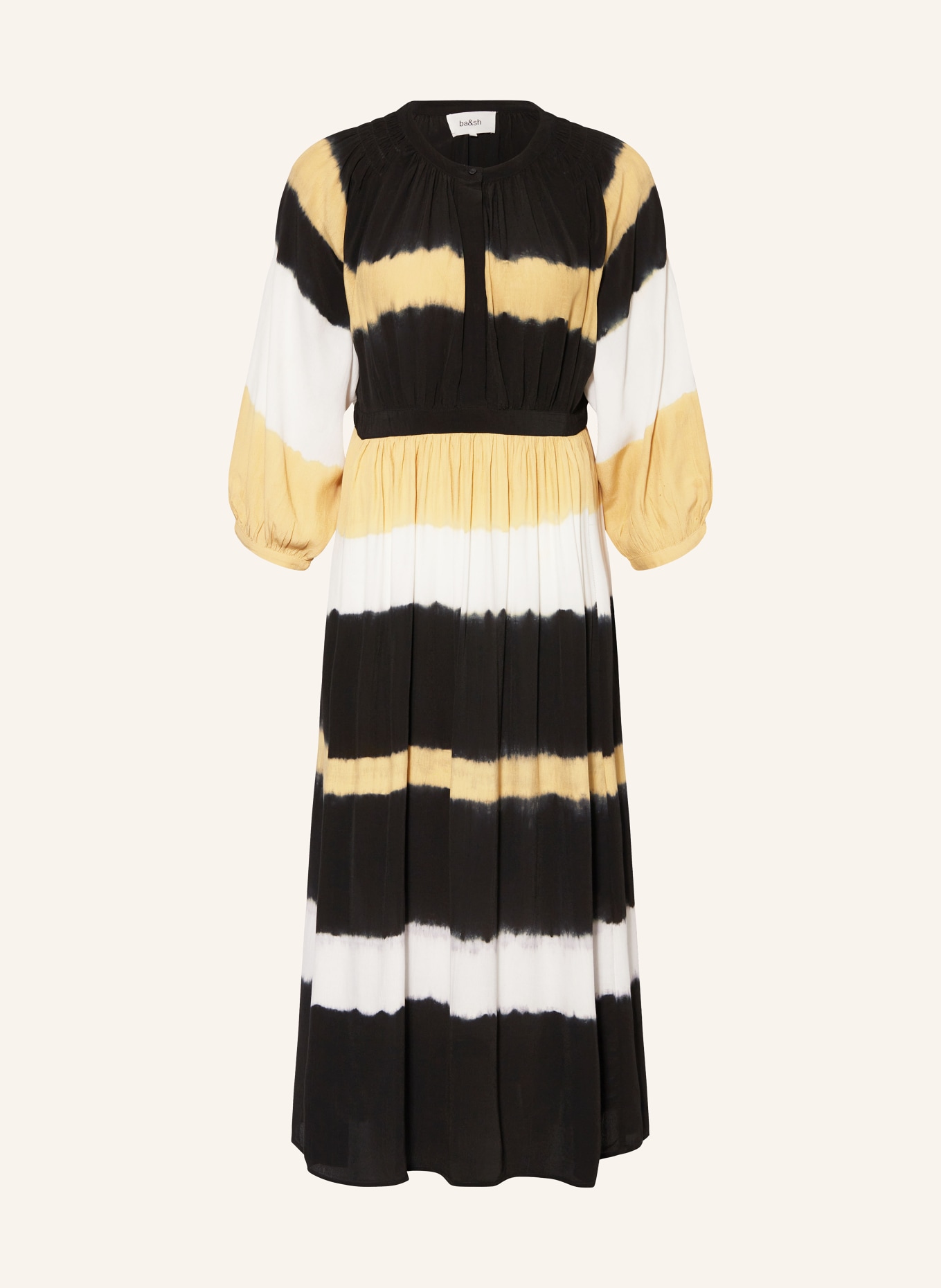 ba&sh Kleid VALERIA mit 3/4-Arm, Farbe: DUNKELGELB/ WEISS/ SCHWARZ (Bild 1)