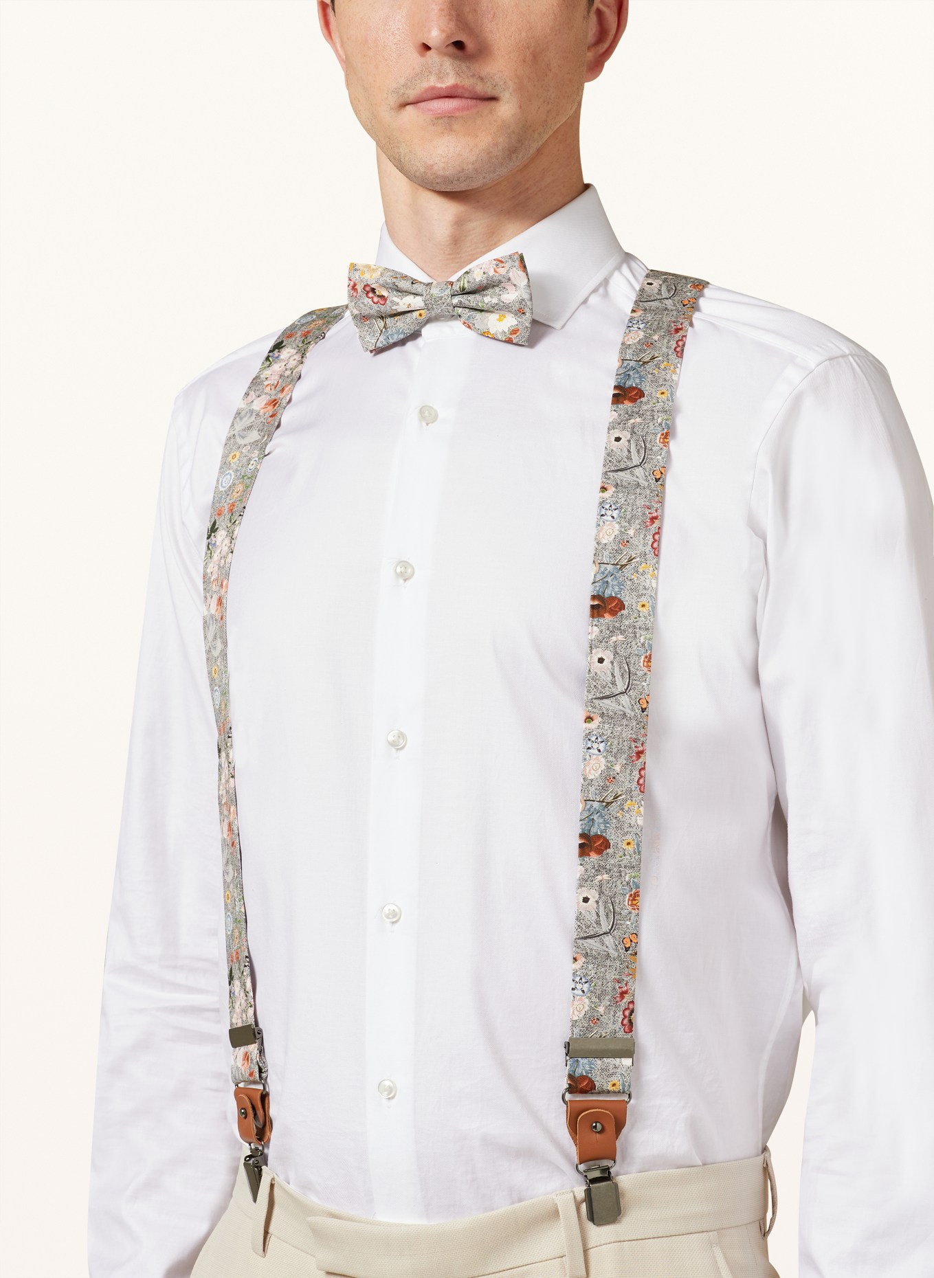 Prince BOWTIE Set: Suspenders, bow tie and pocket square, Color: GRAY (Image 6)