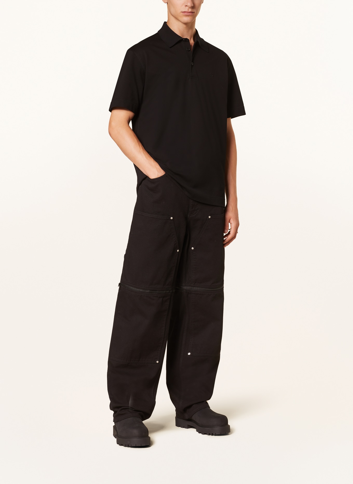 GIVENCHY Piqué-Poloshirt: SCHWARZ