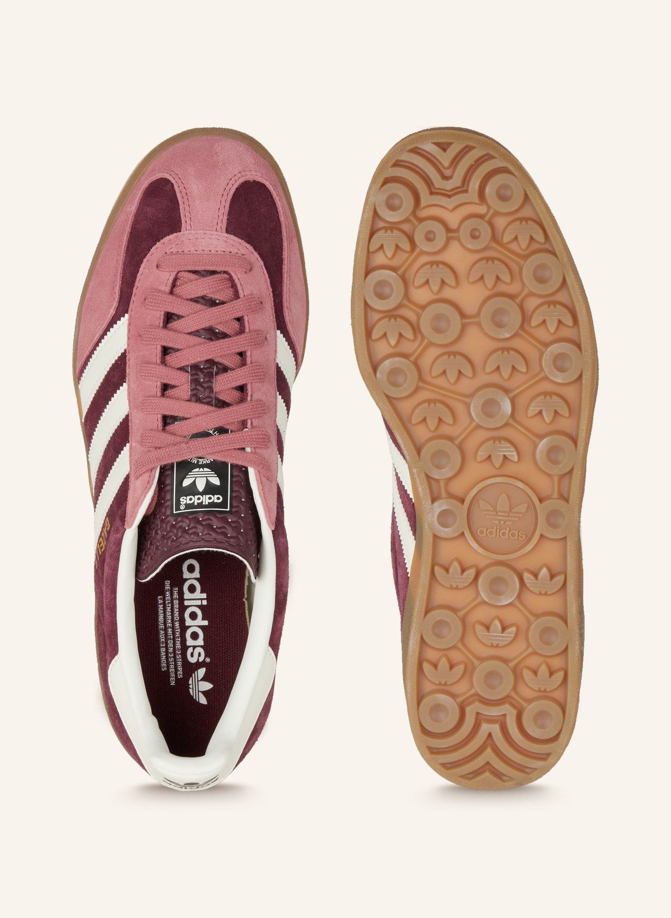 adidas Originals Sneaker GAZELLE INDOOR in dunkelrot weiss altrosa
