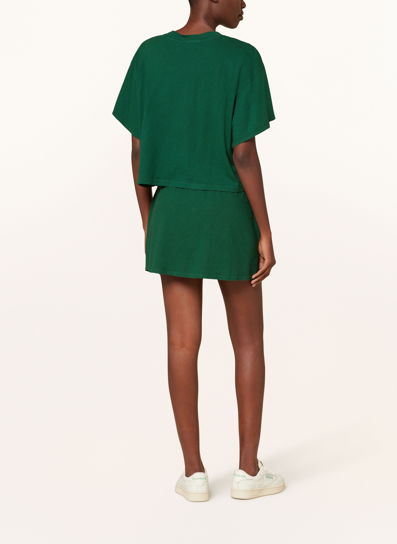 American Vintage Jersey skirt with linen, Color: GREEN (Image 3)