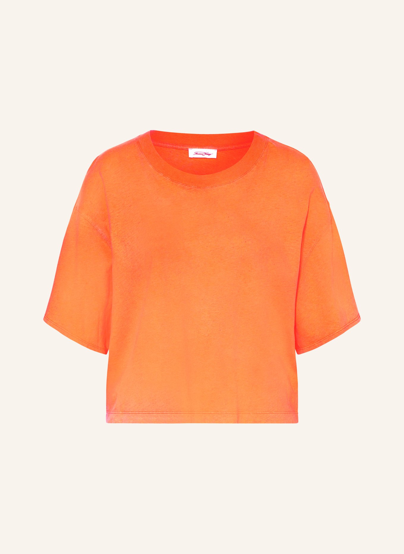 American Vintage Cropped shirt with linen, Color: NEON ORANGE (Image 1)