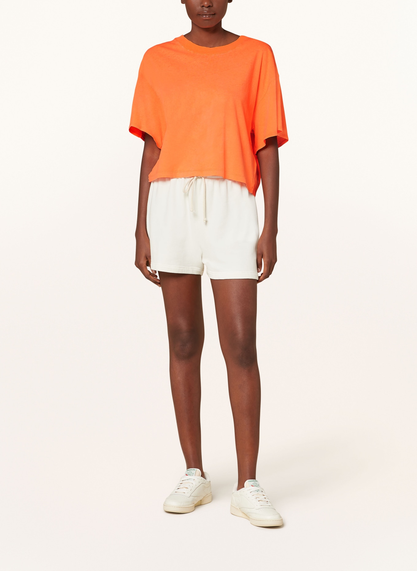 American Vintage Cropped shirt with linen, Color: NEON ORANGE (Image 2)