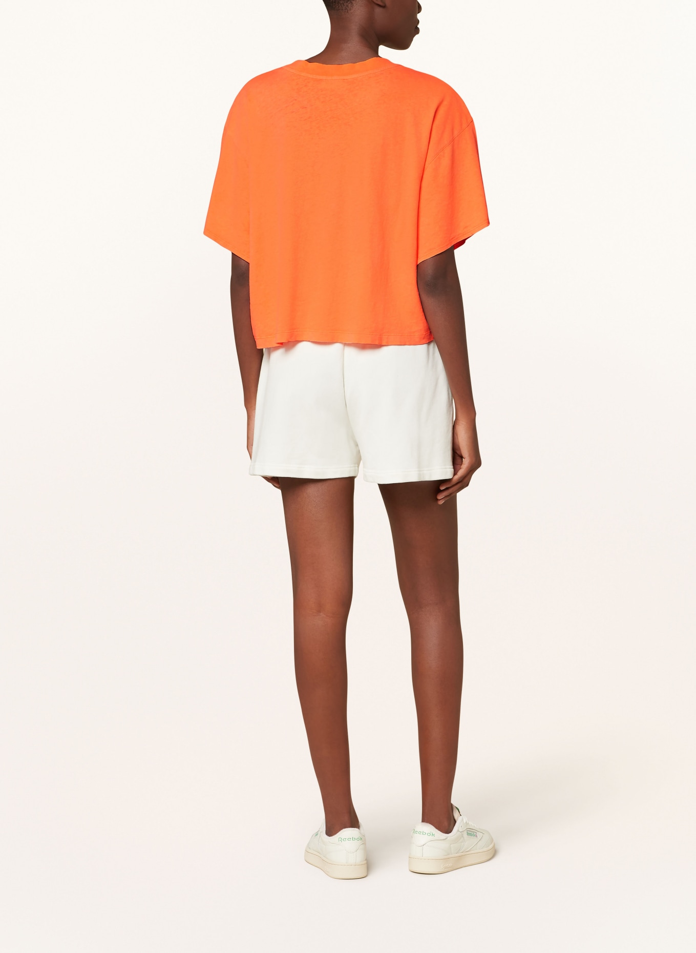 American Vintage Cropped shirt with linen, Color: NEON ORANGE (Image 3)
