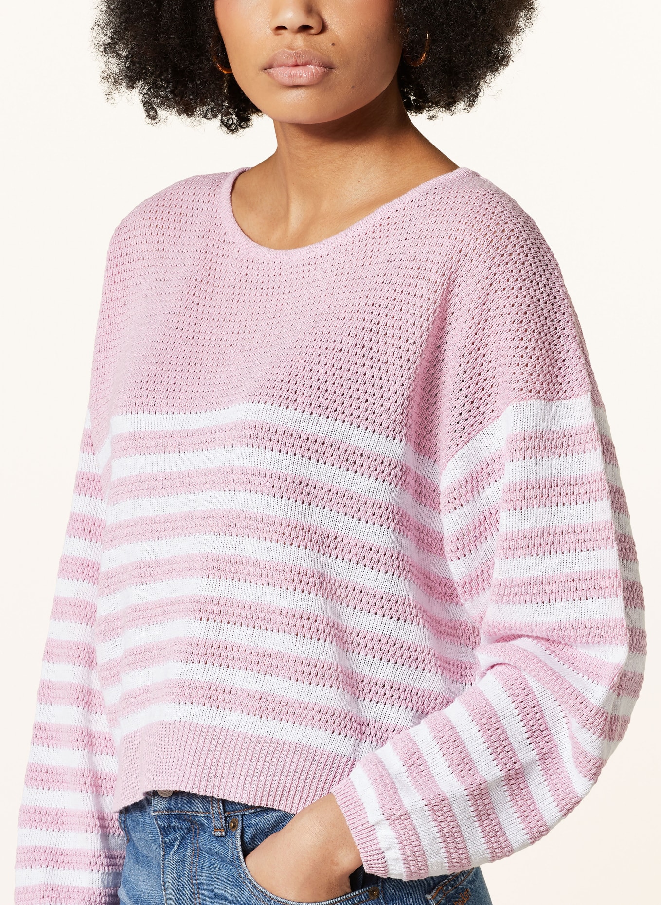 American Vintage Sweter NYAMA, Kolor: RÓŻOWY/ BIAŁY (Obrazek 4)