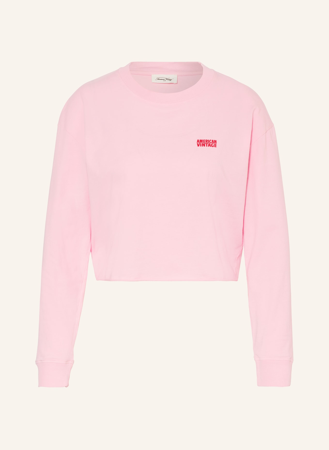 American Vintage Cropped long sleeve shirt, Color: PINK (Image 1)