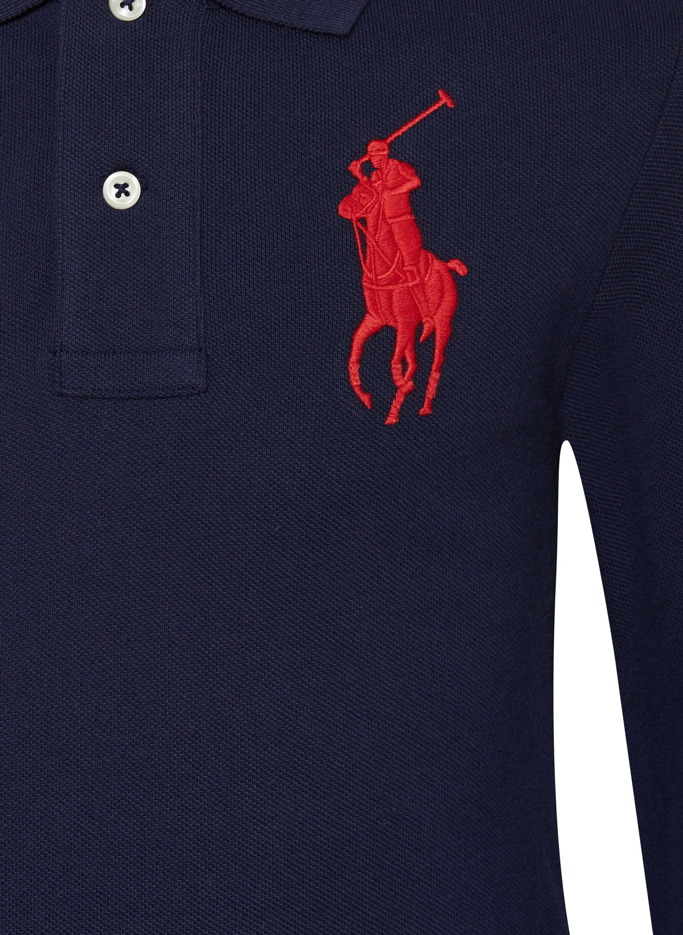 POLO RALPH LAUREN Piqué-Poloshirt Slim Fit, Farbe: DUNKELBLAU/ ROT (Bild 3)