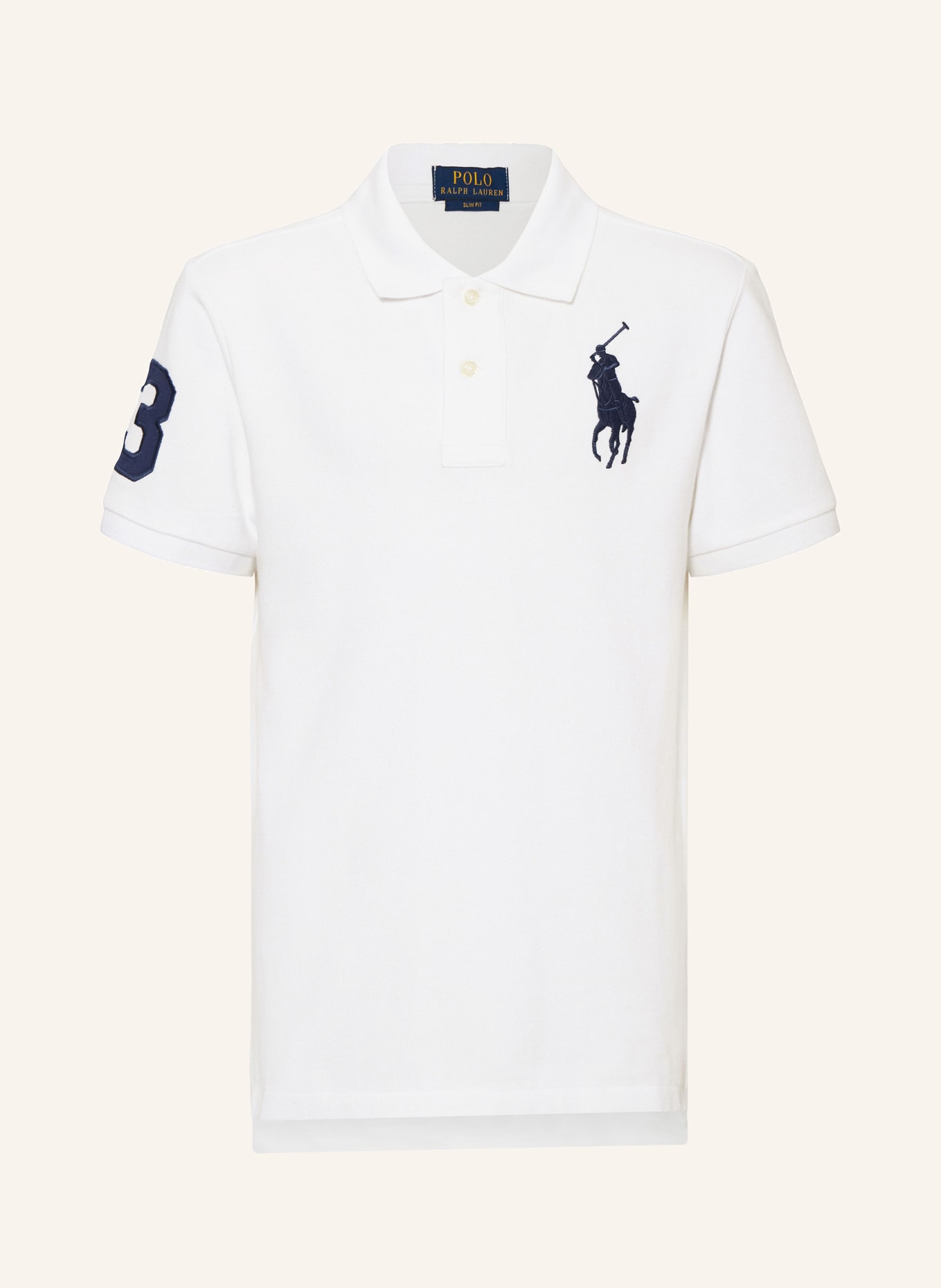 POLO RALPH LAUREN Piqué-Poloshirt Slim Fit, Farbe: WEISS/ BLAU (Bild 1)