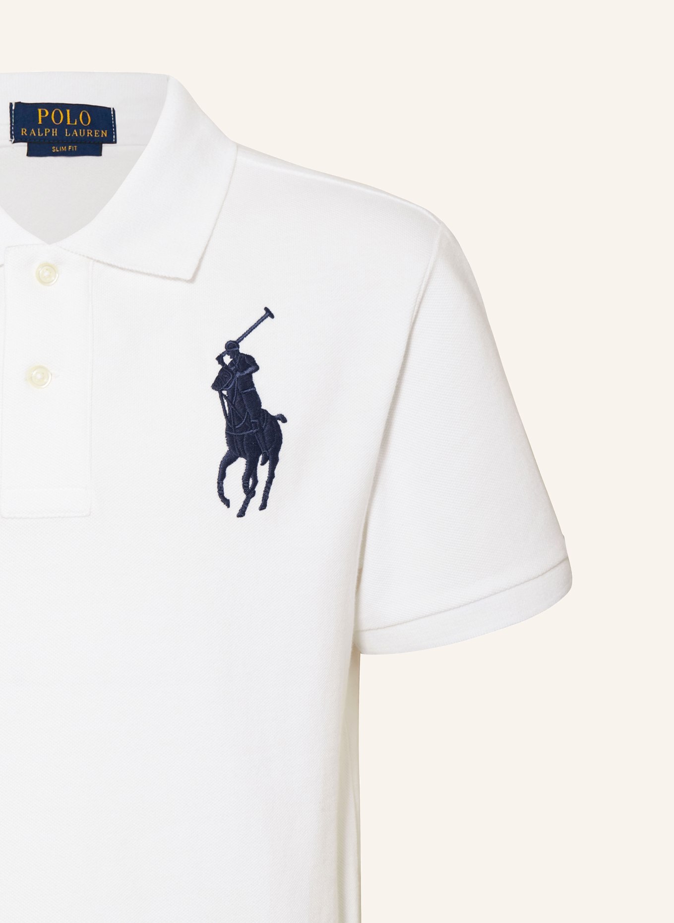 POLO RALPH LAUREN Piqué-Poloshirt Slim Fit, Farbe: WEISS/ BLAU (Bild 3)