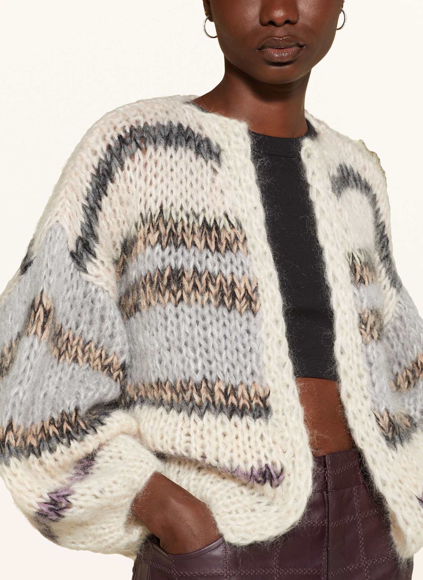MAIAMI Knit cardigan with mohair in light pink light gray beige