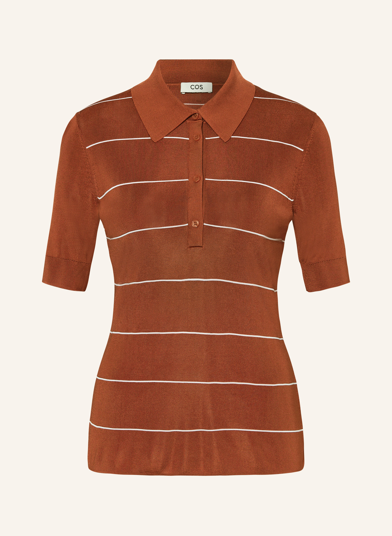 COS Knitted polo shirt, Color: DARK ORANGE/ WHITE (Image 1)