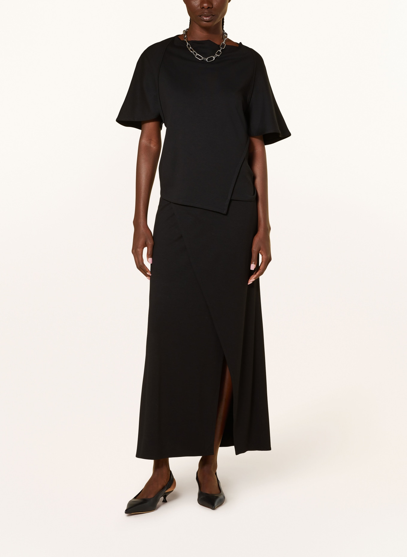 COS Jersey skirt in wrap look, Color: BLACK (Image 2)