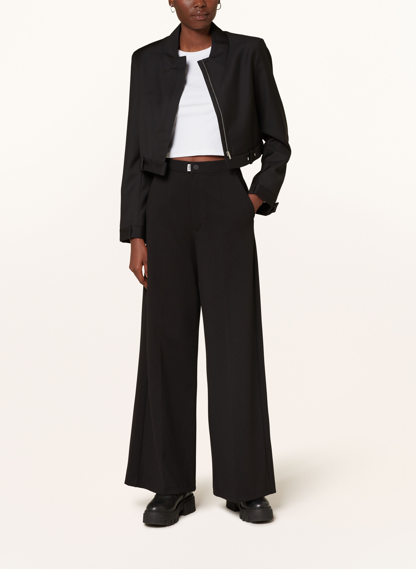 PNTS Wide leg trousers THE RAVER in jersey, Color: BLACK (Image 2)