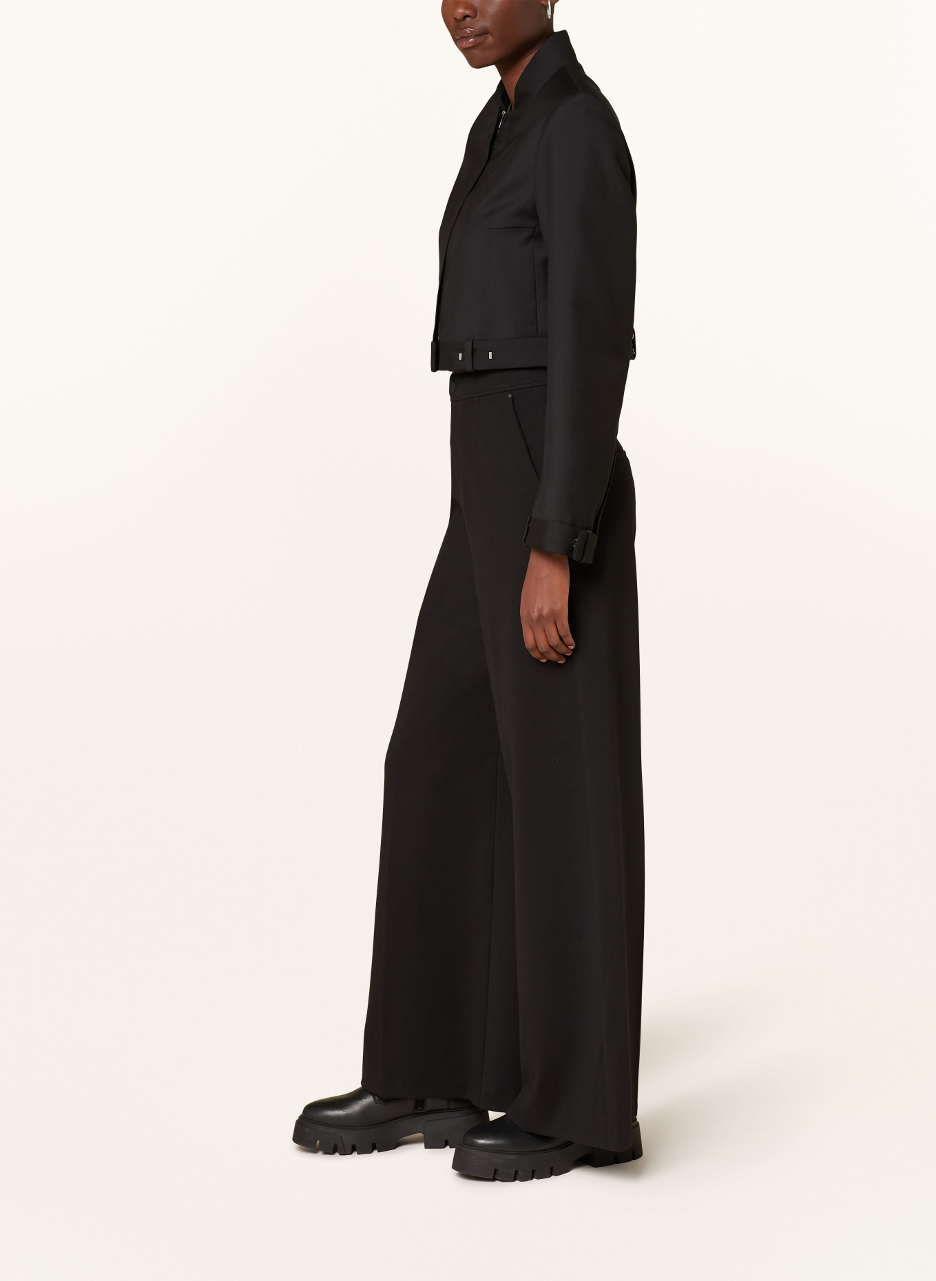 PNTS Wide leg trousers THE RAVER in jersey, Color: BLACK (Image 4)