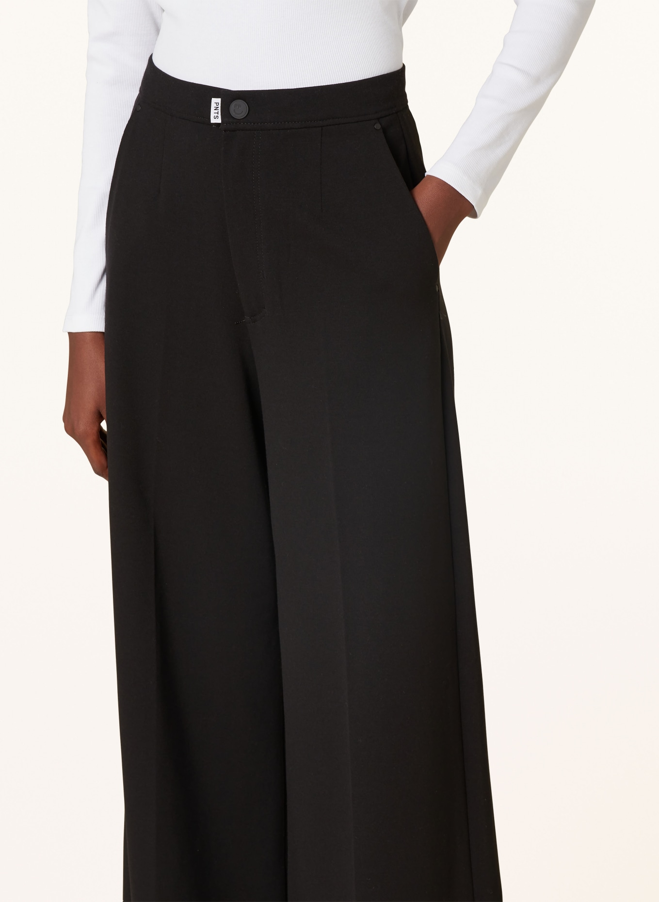 PNTS Wide leg trousers THE RAVER in jersey, Color: BLACK (Image 5)