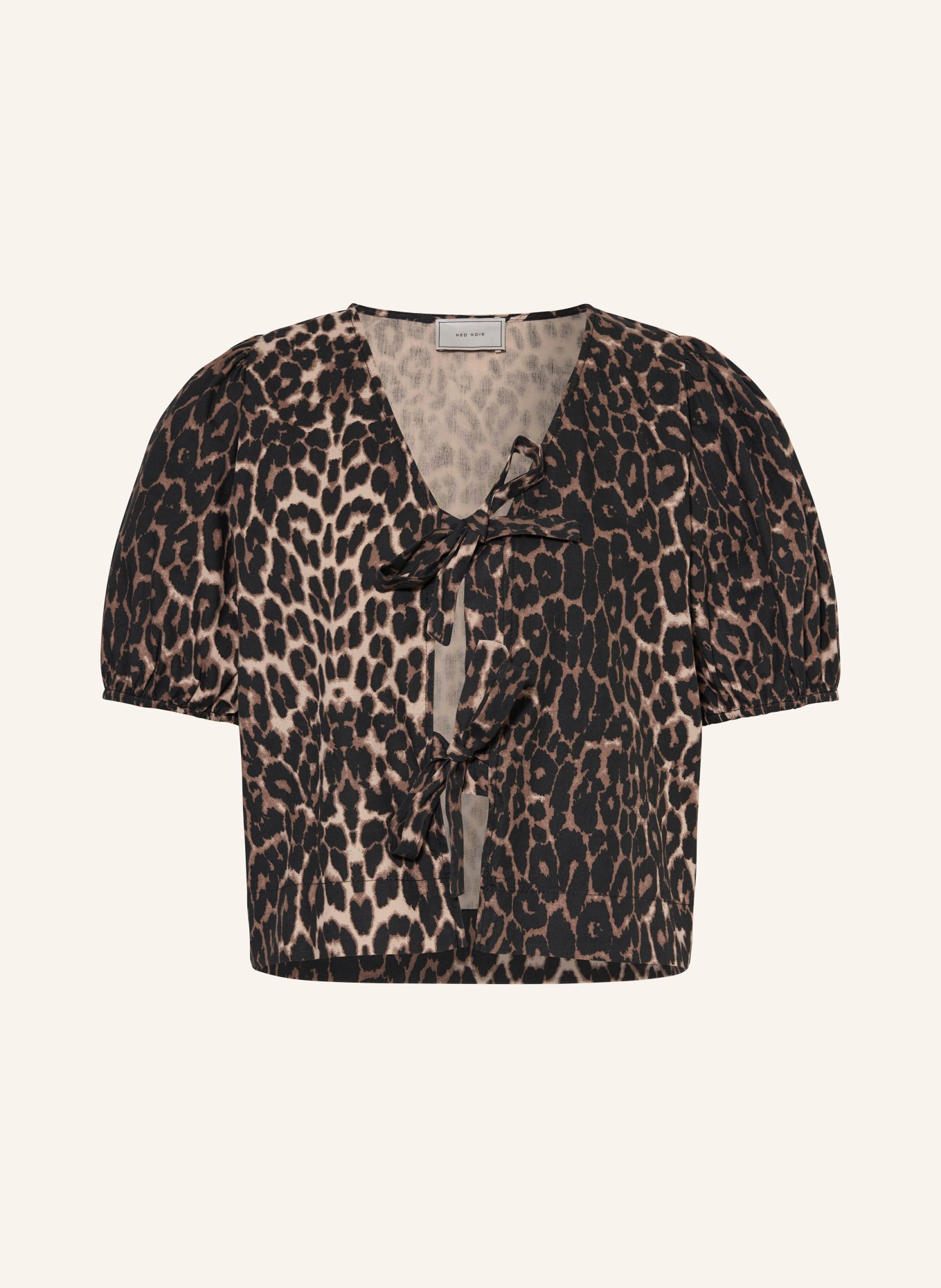 NEO NOIR Cropped shirt blouse BIANCA, Color: BROWN/ BLACK/ BEIGE (Image 1)