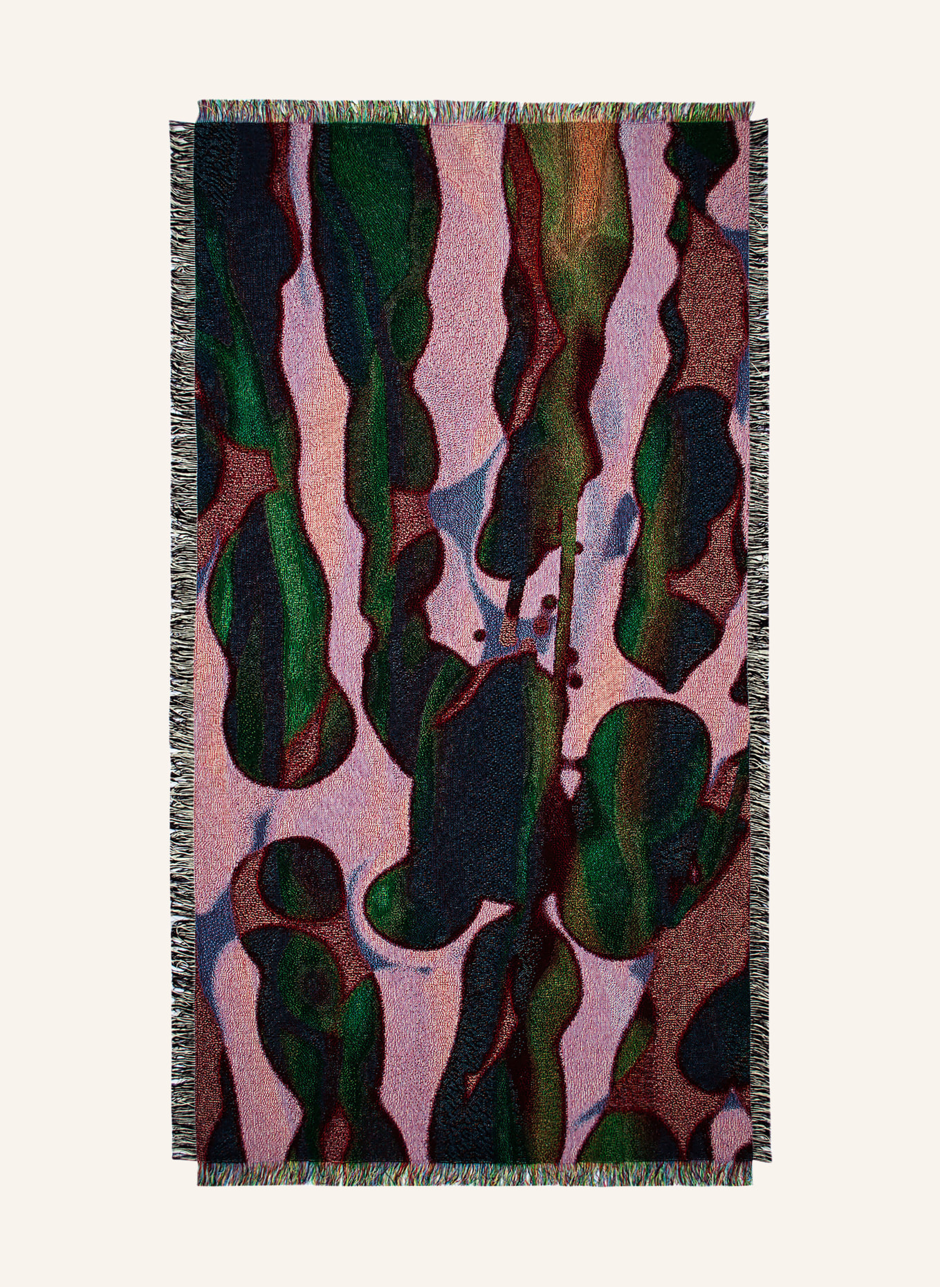 zoeppritz Plaid ABSURD BEACH LAVA, Farbe: DUNKELGRÜN/ DUNKELROT/ FUCHSIA (Bild 1)