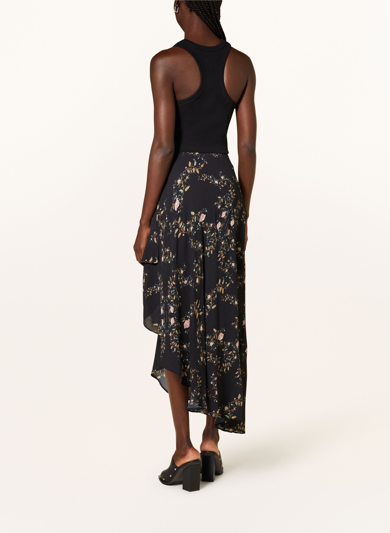 ALLSAINTS Skirt SLVINA OTO in wrap look, Color: BLACK/ PINK/ OLIVE (Image 3)