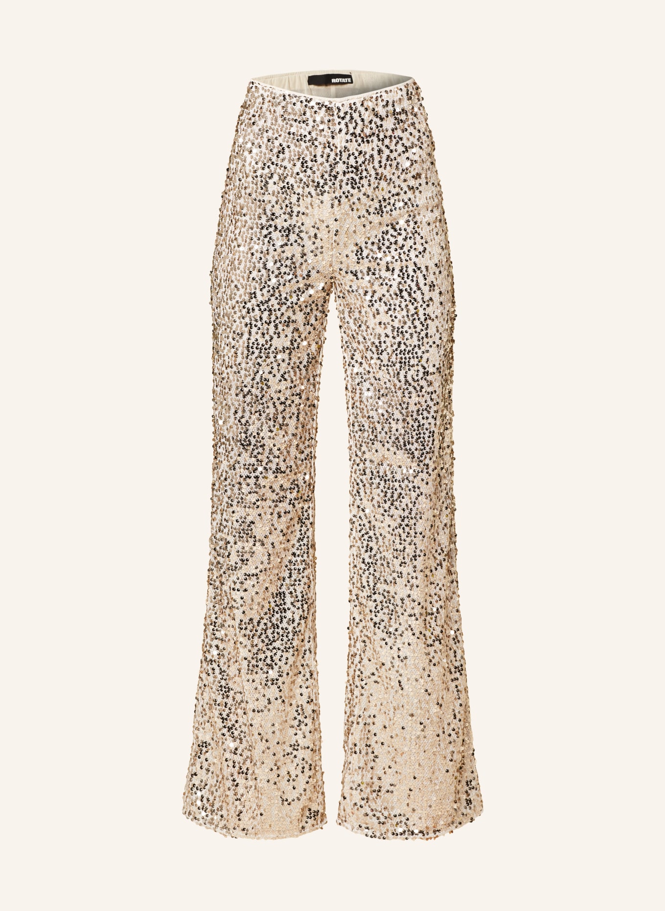 ROTATE Wide leg sprania trousers with sequins, Color: BEIGE (Image 1)