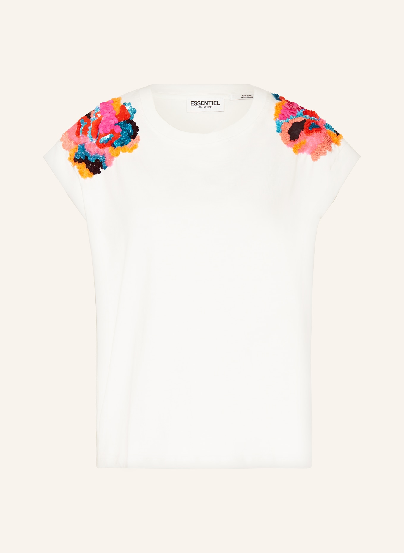 ESSENTIEL ANTWERP T-shirt FEQUINS with sequins, Color: ECRU (Image 1)