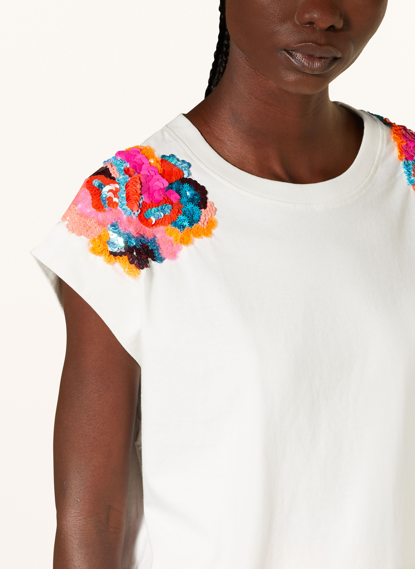 ESSENTIEL ANTWERP T-shirt FEQUINS with sequins, Color: ECRU (Image 4)