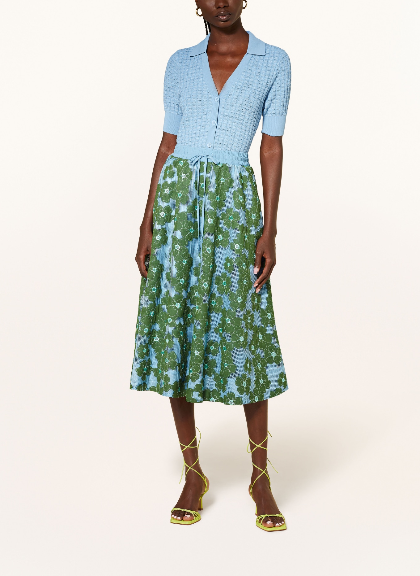 ESSENTIEL ANTWERP Mesh skirt, Color: BLUE/ GREEN (Image 2)