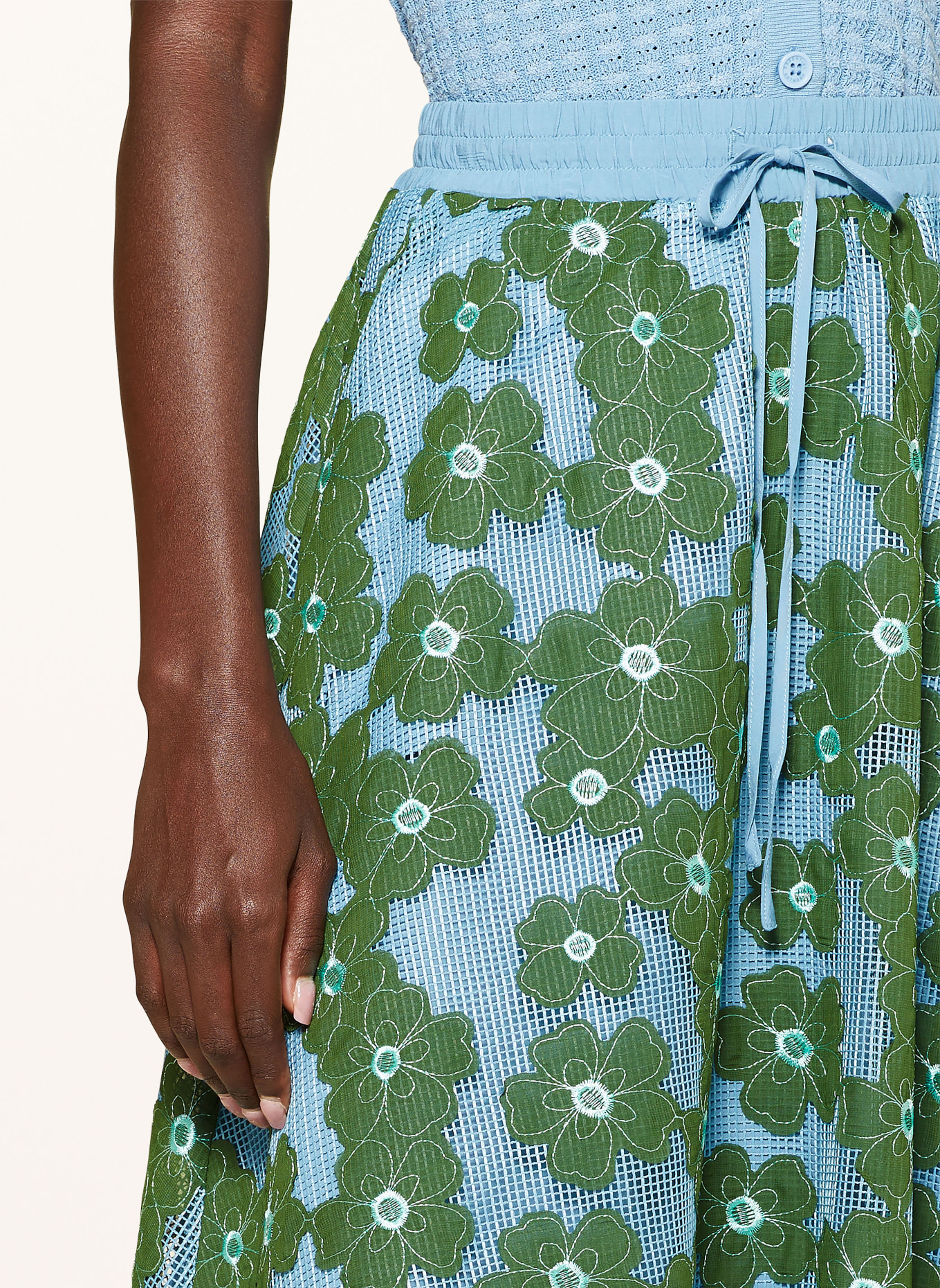 ESSENTIEL ANTWERP Mesh skirt, Color: BLUE/ GREEN (Image 4)