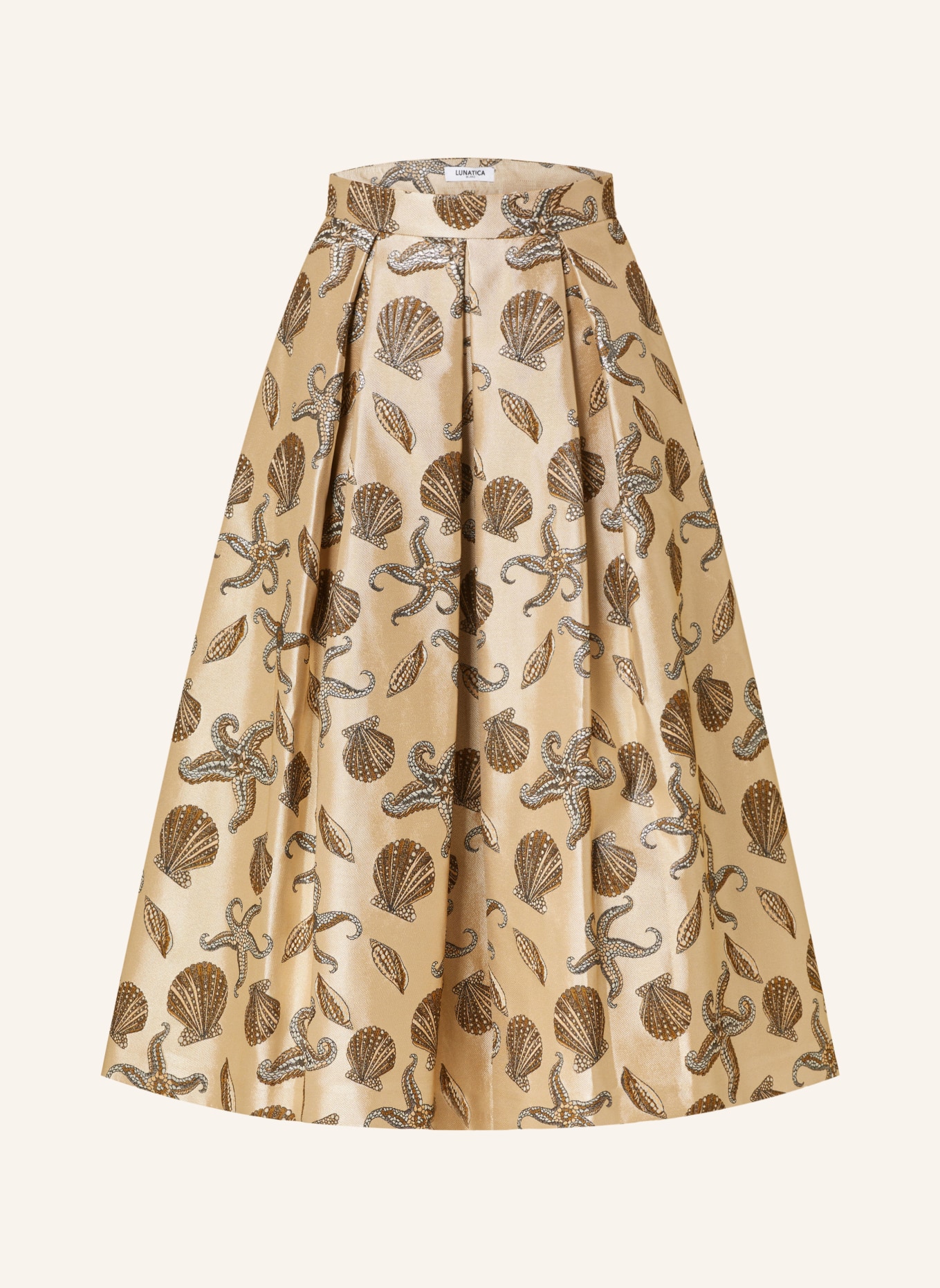 LUNATICA MILANO Brocade skirt with glitter thread, Color: BEIGE/ BROWN/ GRAY (Image 1)