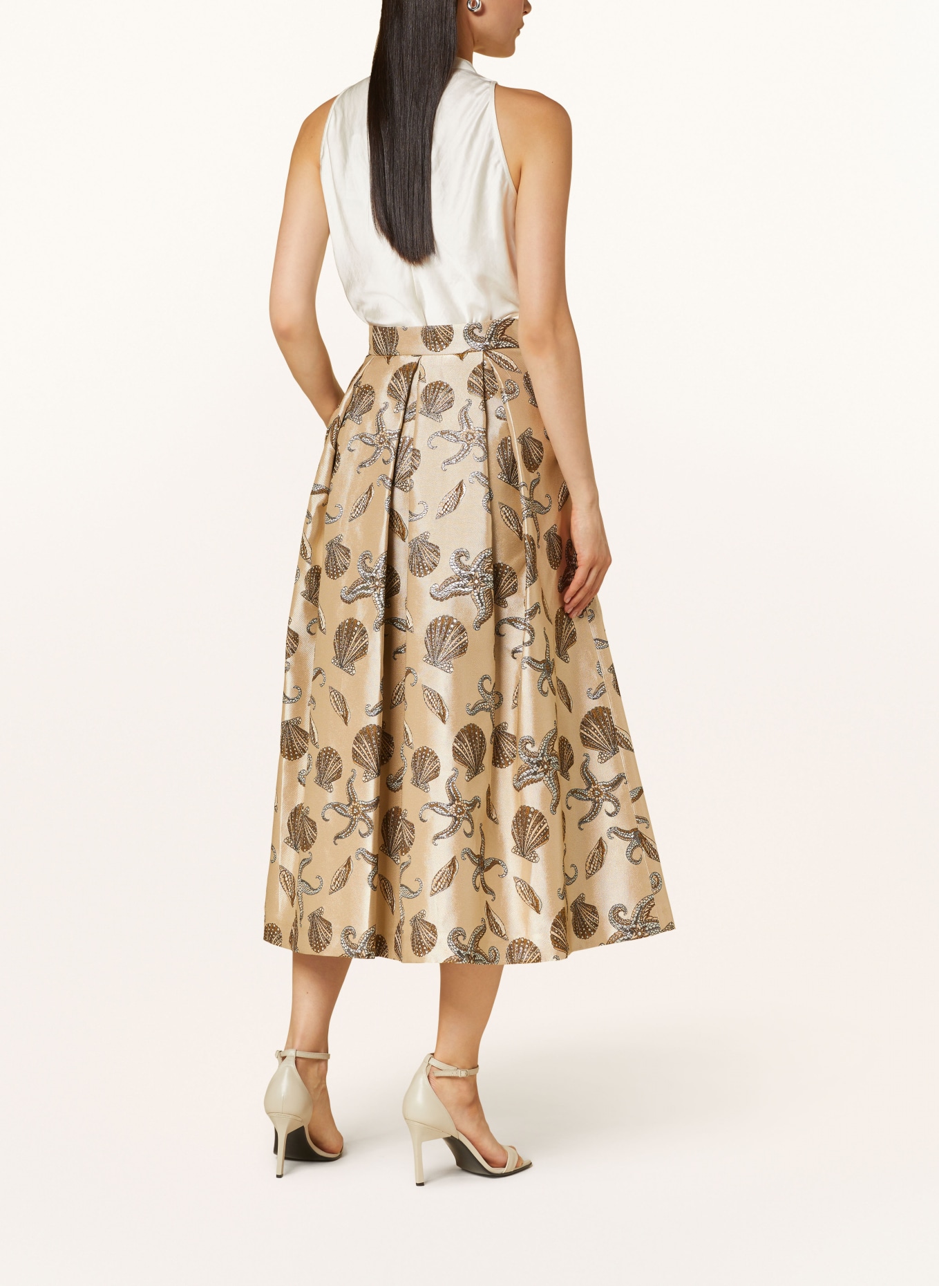 LUNATICA MILANO Brocade skirt with glitter thread, Color: BEIGE/ BROWN/ GRAY (Image 3)