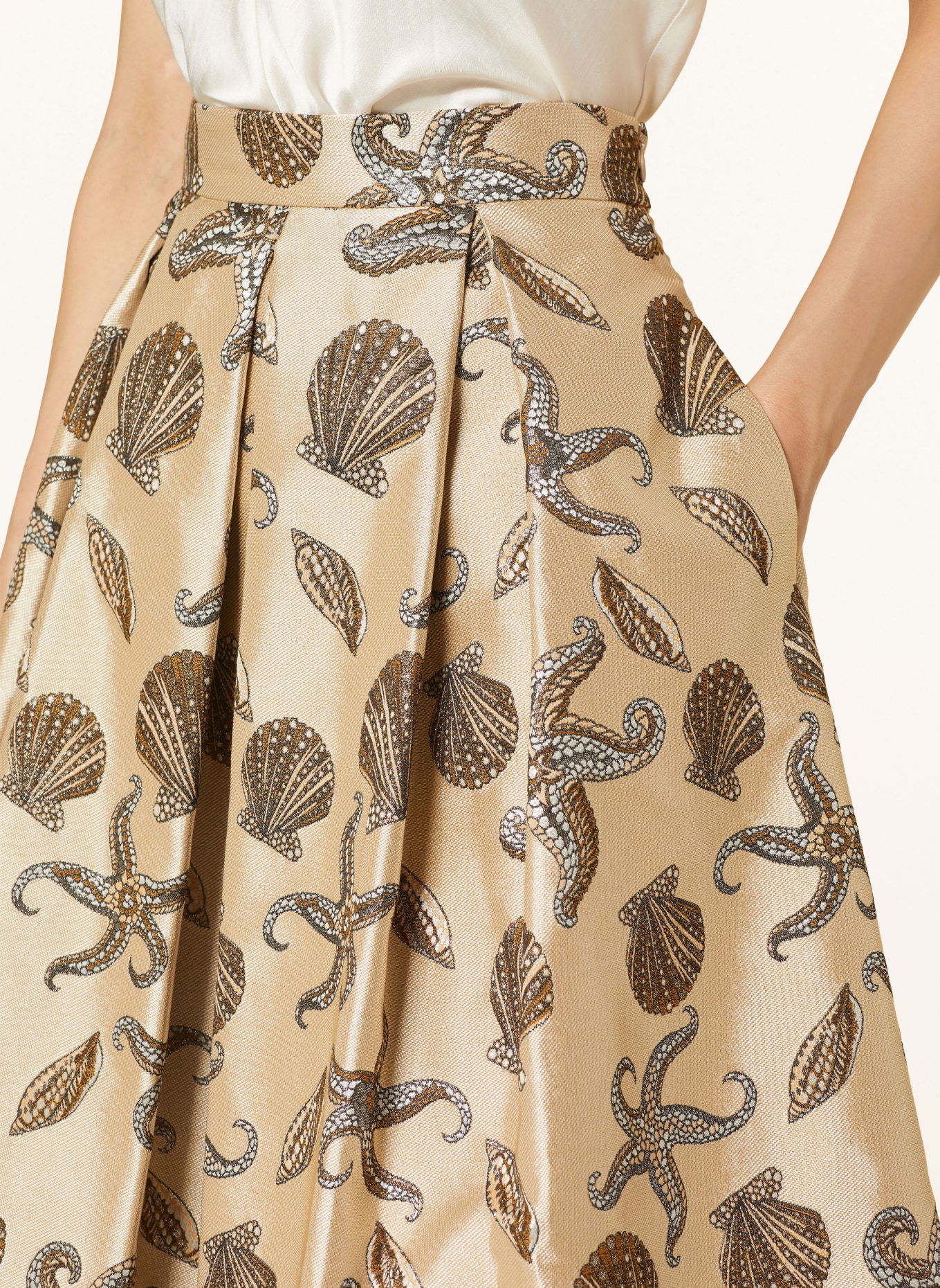 LUNATICA MILANO Brocade skirt with glitter thread, Color: BEIGE/ BROWN/ GRAY (Image 4)