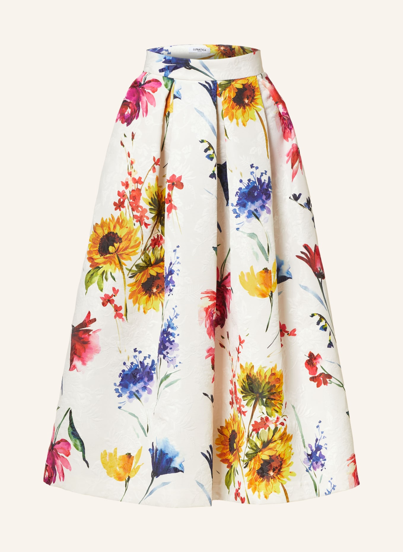 LUNATICA MILANO Jacquard skirt, Color: WHITE/ YELLOW/ RED (Image 1)