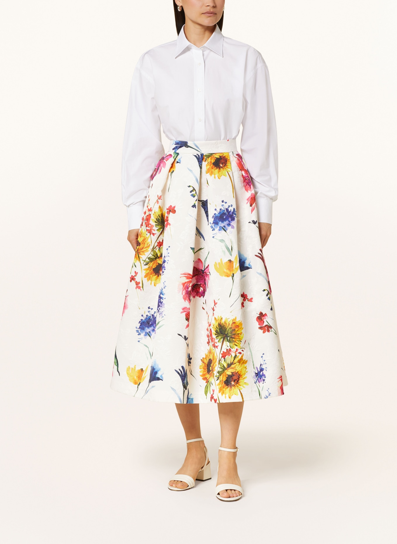 LUNATICA MILANO Jacquard skirt, Color: WHITE/ YELLOW/ RED (Image 2)