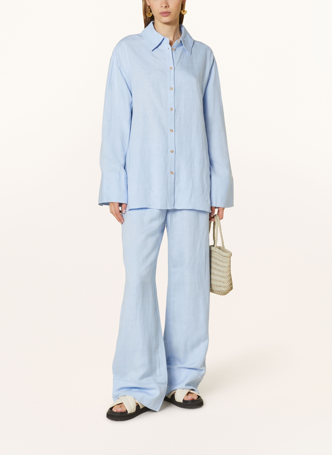 MALINA Trousers MAISIE with linen, Color: LIGHT BLUE (Image 2)