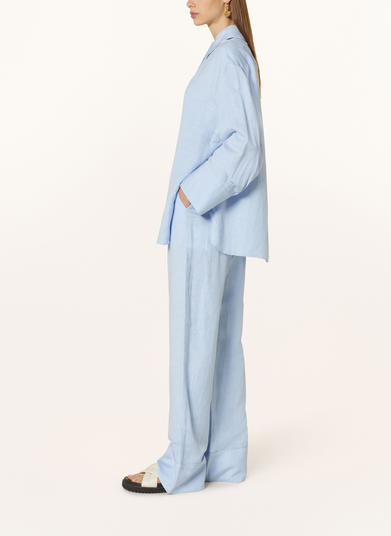 MALINA Trousers MAISIE with linen, Color: LIGHT BLUE (Image 4)