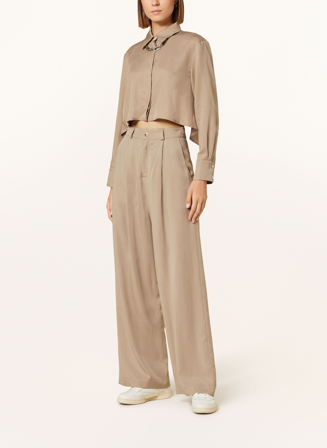 OH APRIL Krótka koszula MÉLIE: SZAROBRĄZOWY